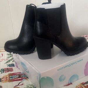 Soda Black Heeled Ankle Boots NEW